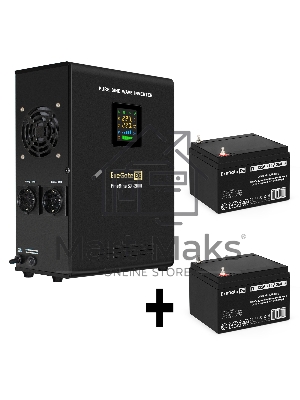 Комплект Источник бесперебойного питания EX296001RUS + батарея 26Aч EX282970RUS 2шт (инвертор, синус, для котла, настенный) ExeGate FineSine SX-2000.LCD.AVR.2SH <2000VA/1400W, чистая синусоида, цветной LCD-дисплей, AVR, 2*Schuko, линейно-интерактивный, кр