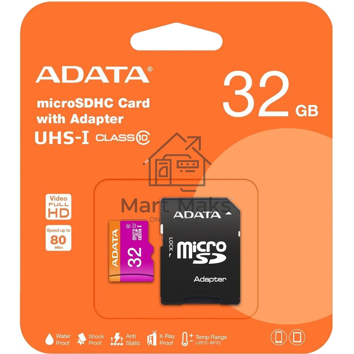 Флеш карта microSDHC 32GB ADATAUHS-1 CL10 (AUSDH32GUICL10-RA1) + SD adaptor