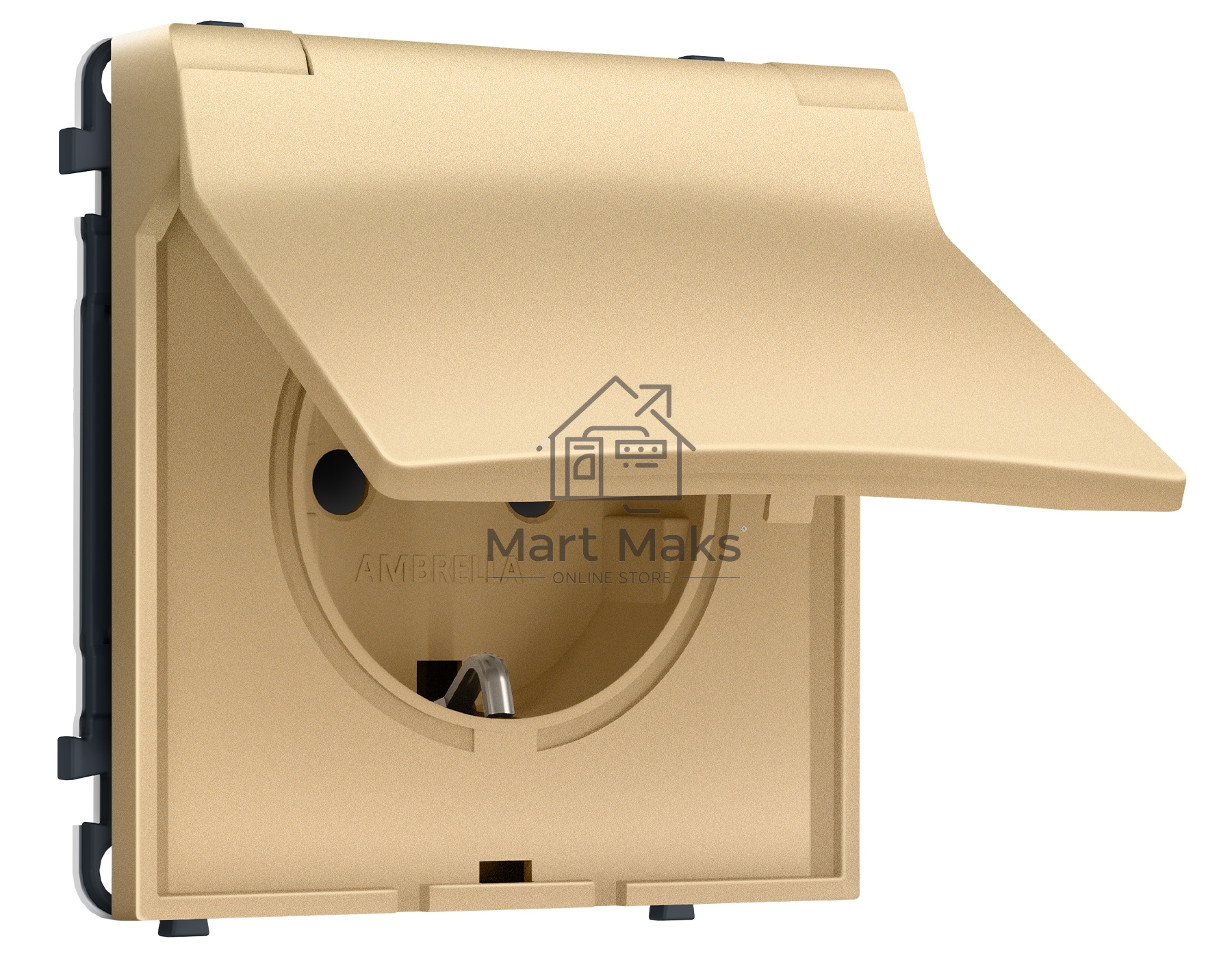 Комплект механизма электрической розетки SIGMA Золото Мягкое касание 50Hz 2P+E с/з с/ш и крышкой IP44 16A-250V QUANT PRO (SP8880, PR141)
