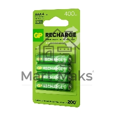 Аккумулятор GP RECHARGE AAA NiMH 400mAh (4шт)