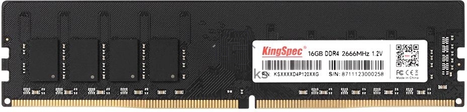 Оперативная память KingSpec, DDR4, 16GB (1x16GB), 2666MHz, CL18, DIMM
