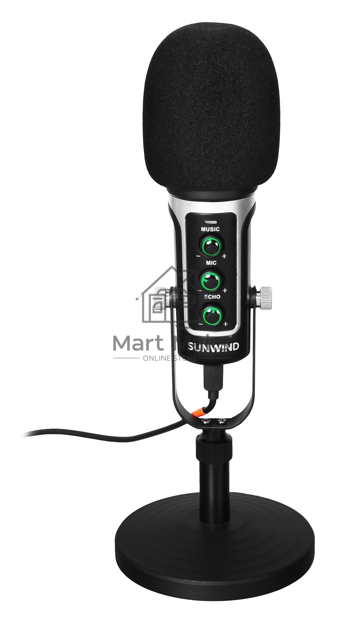 Микрофон проводной SunWind SW-SM500G 1.8м черный