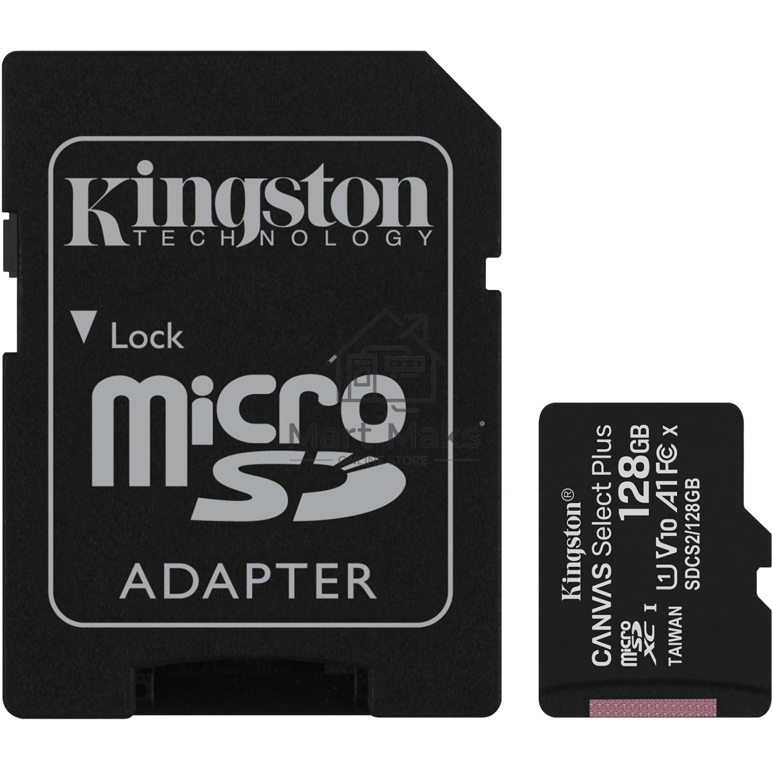 Флеш карта microSDHC 128GB microSDXC Kingston <SDCS2/128GB> Class10 UHS-I Canvas Select up to 100MB/s с адапт.