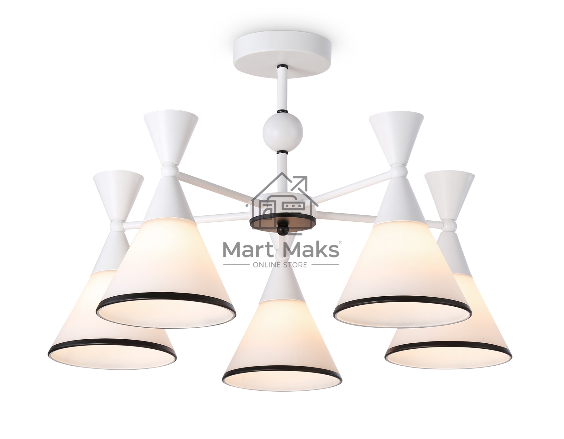 Светильник Ambrella light TR3165/5 WH/BK белый/черный E27/5 max 60W D580*380