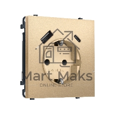 Комплект механизма электрической розетки SIGMA Золото Мягкое касание 2USB A+C 20W (быст. зар.) с/з с/ш 16A-250V QUANT PRO (SP8900, PR160)