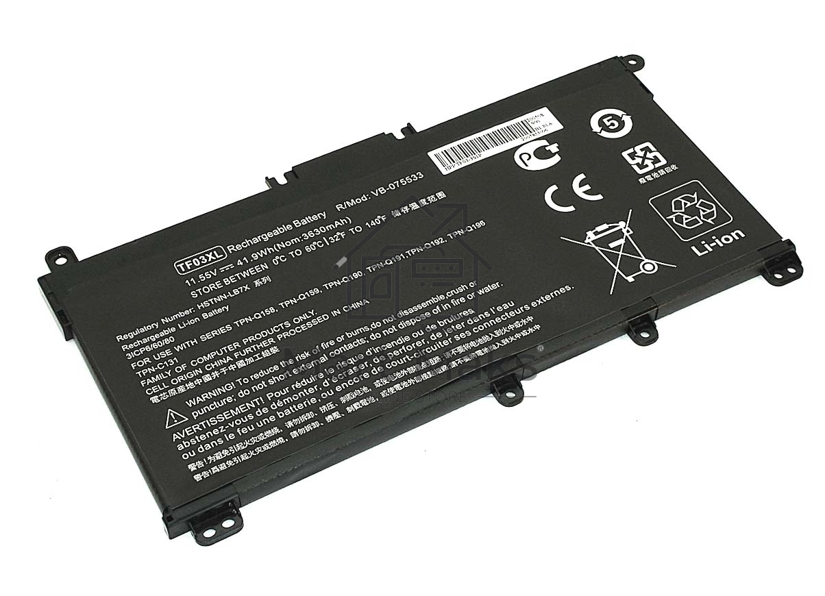 Аккумуляторная батарея для ноутбука HP TPN-C131 (TF03-3S1P) 11,55V 41.9Wh OEM черный