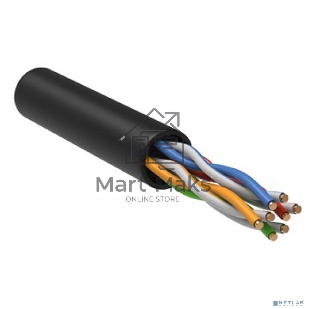 Кабель связи ITK витая пара U/UTP, cat.5e 4х2х24AWG solid, LDPE, 305м, черный