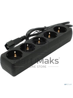 Сетевой фильтр для ИБП ExeGate EX221201RUS SPU-5-1.2B (5 розеток, 1.2м, UPS вилка IEC320-C14, черный)