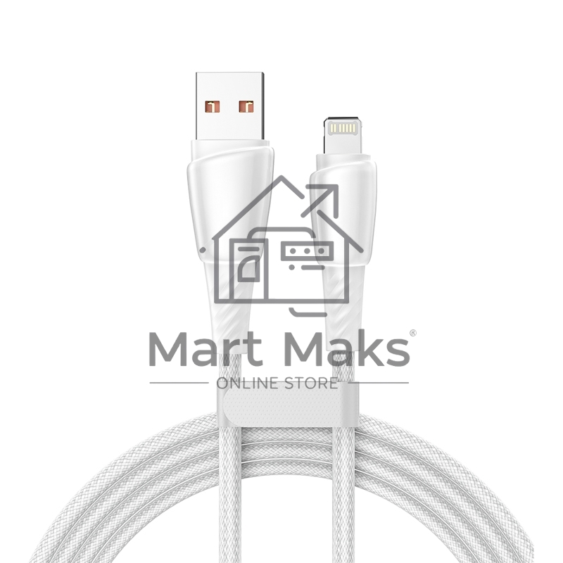 Кабель USB-A – Lightning для Apple, 2,4А, 1м, в белой нейлоновой оплетке Rexant