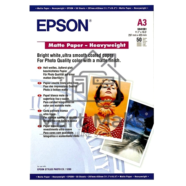 Фотобумага Epson C13S041261 A3/167г/м2/50л плотная матовая ярко-белая