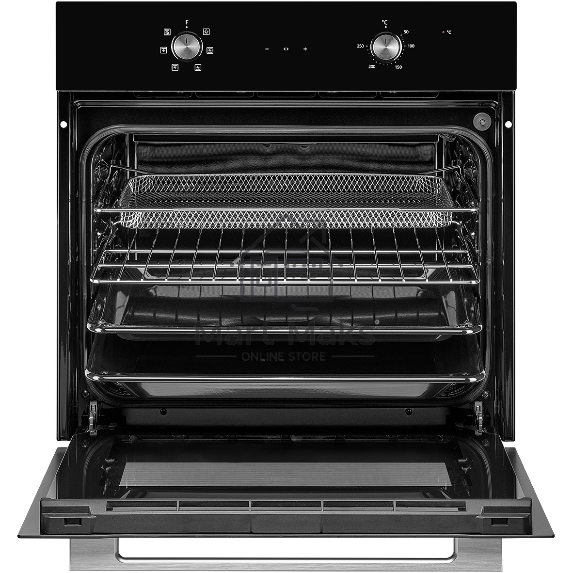 Духовой шкаф MONSHER MOE 6162 Noir, 5 режимов работы, объем духовки 58 л., утапливаемые переключатели, сенсорный таймер, 2 стекла в дверце, энергоэффективность А, цвет: черный,фурнитура серебряная