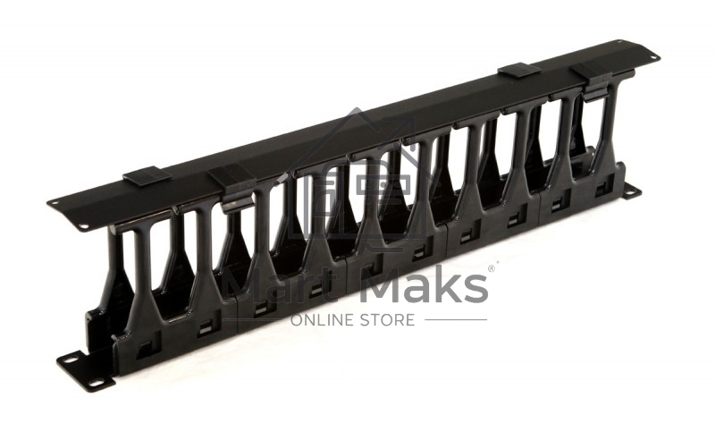 Кабельный организатор с крышкой Hyperline CMF-1U-FPL106-MCOV-RAL9005, глубина 106 мм, 19