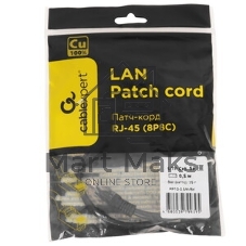Патч-корд медный UTP Cablexpert PP10-0.5M/BK cat.5e, 0.5м, литой, многожильный, черный