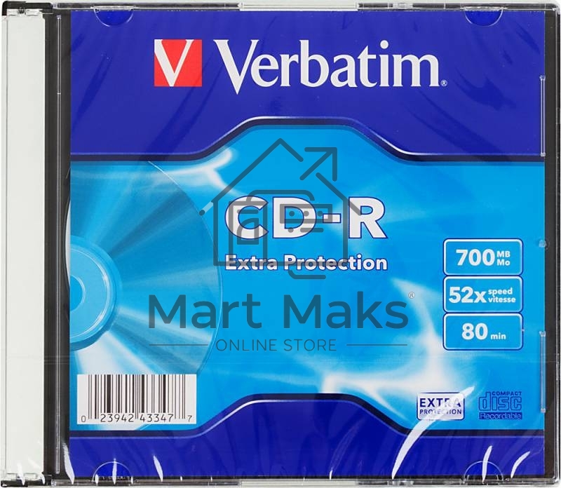 Диск CD-R Verbatim 700Mb 52x Slim case (200шт) (43347)