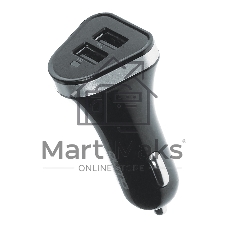 Автомобильное зарядное устройство QUMO 3A, 2 USB, 1A+2A черный, кабель Micro USB в комплекте