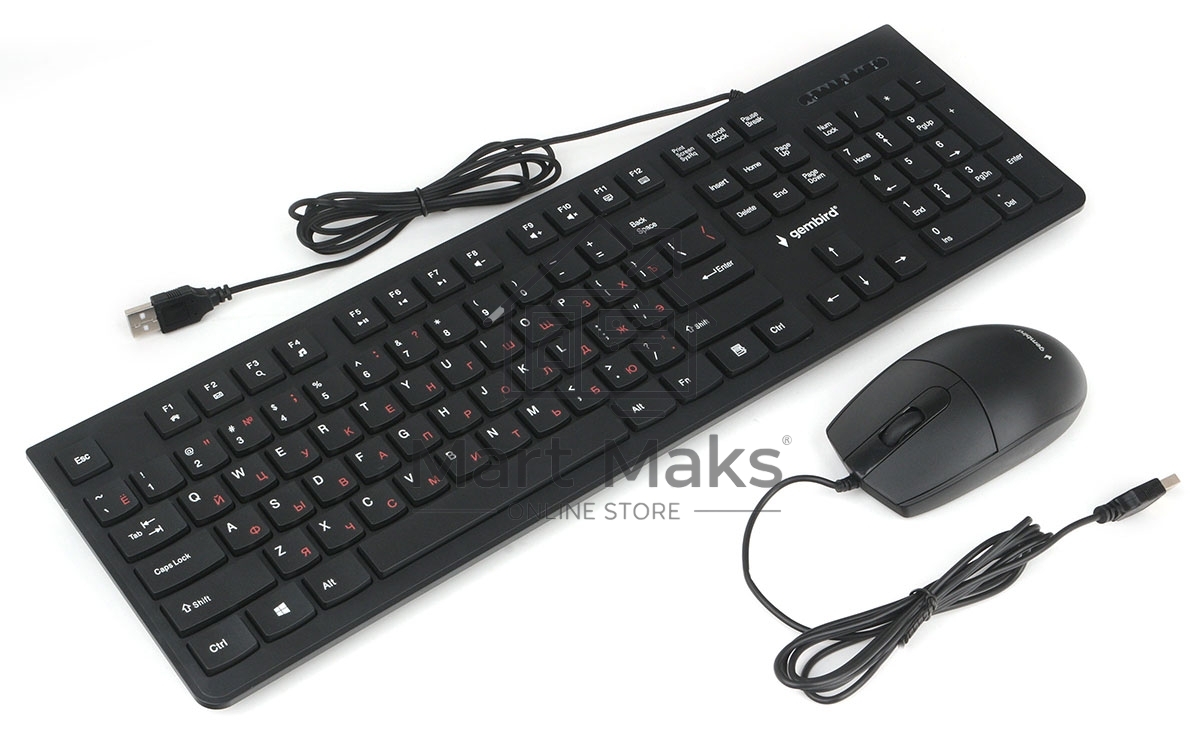 Комплект клавиатура+мышь проводные Gembird KBS-9050, черный,104кл, 3кн., каб.1.5м
