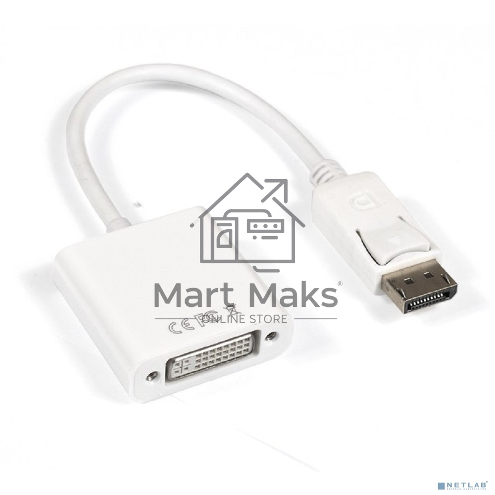 Кабель-переходник DisplayPort-DVI ExeGate EX284909RUS EX-DPM-DVIF-0.15 (20M/19F, 0,15м)