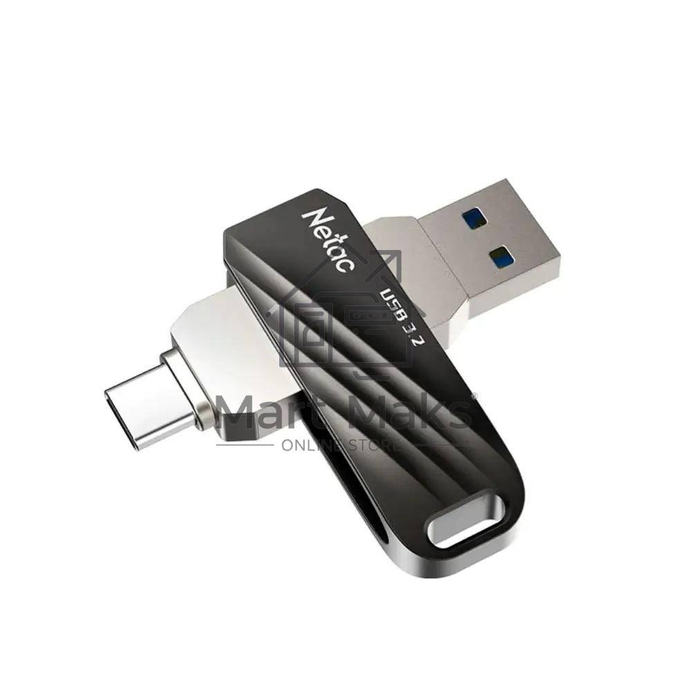 Флешка USB R/W Netac US11 черный 64Gb USB Type-A + USB Type-C, metal/plastic case