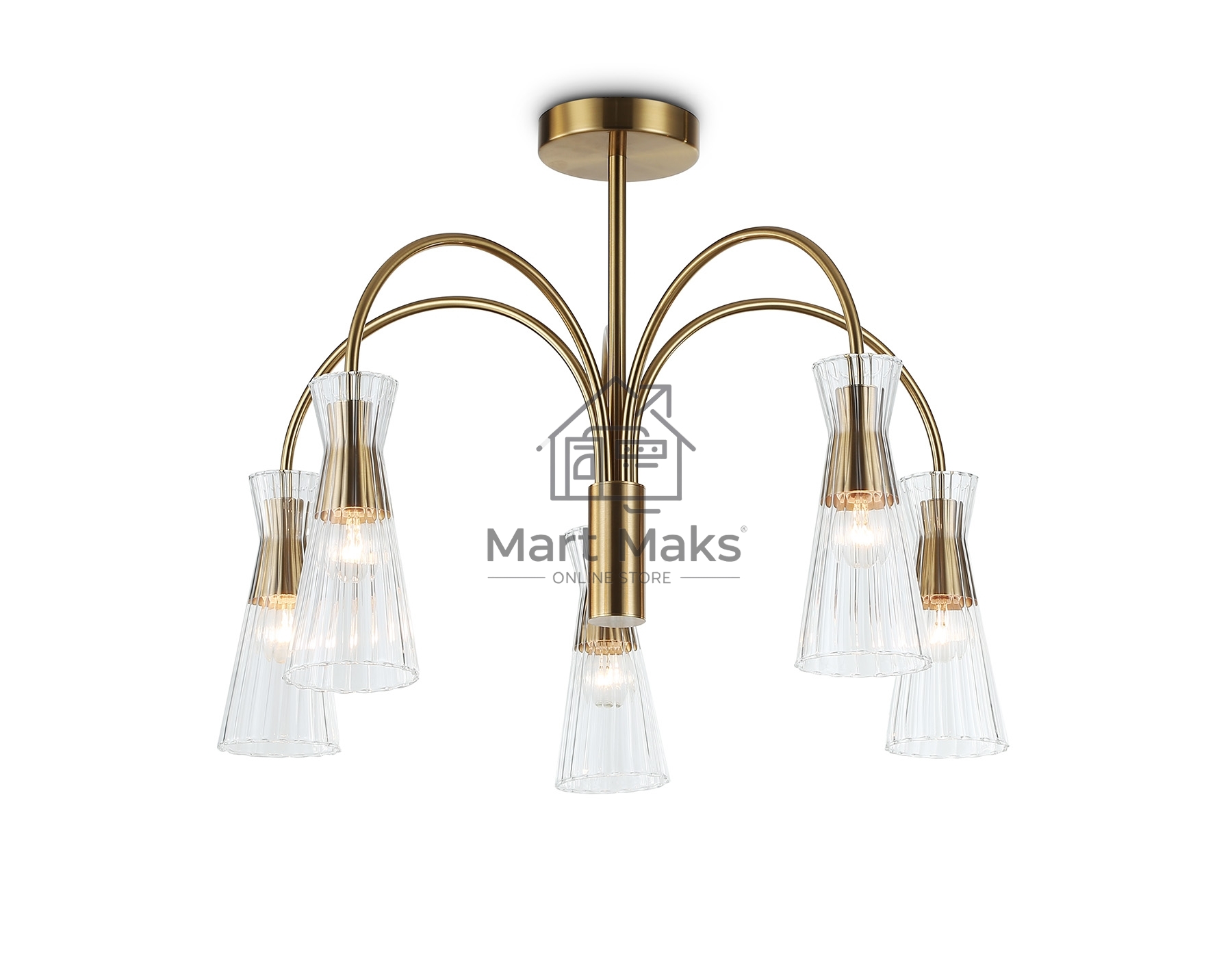 Люстра Ambrella light LH55701/5 BS/CL латунь/прозрачный E14*5 max 40W D600*440