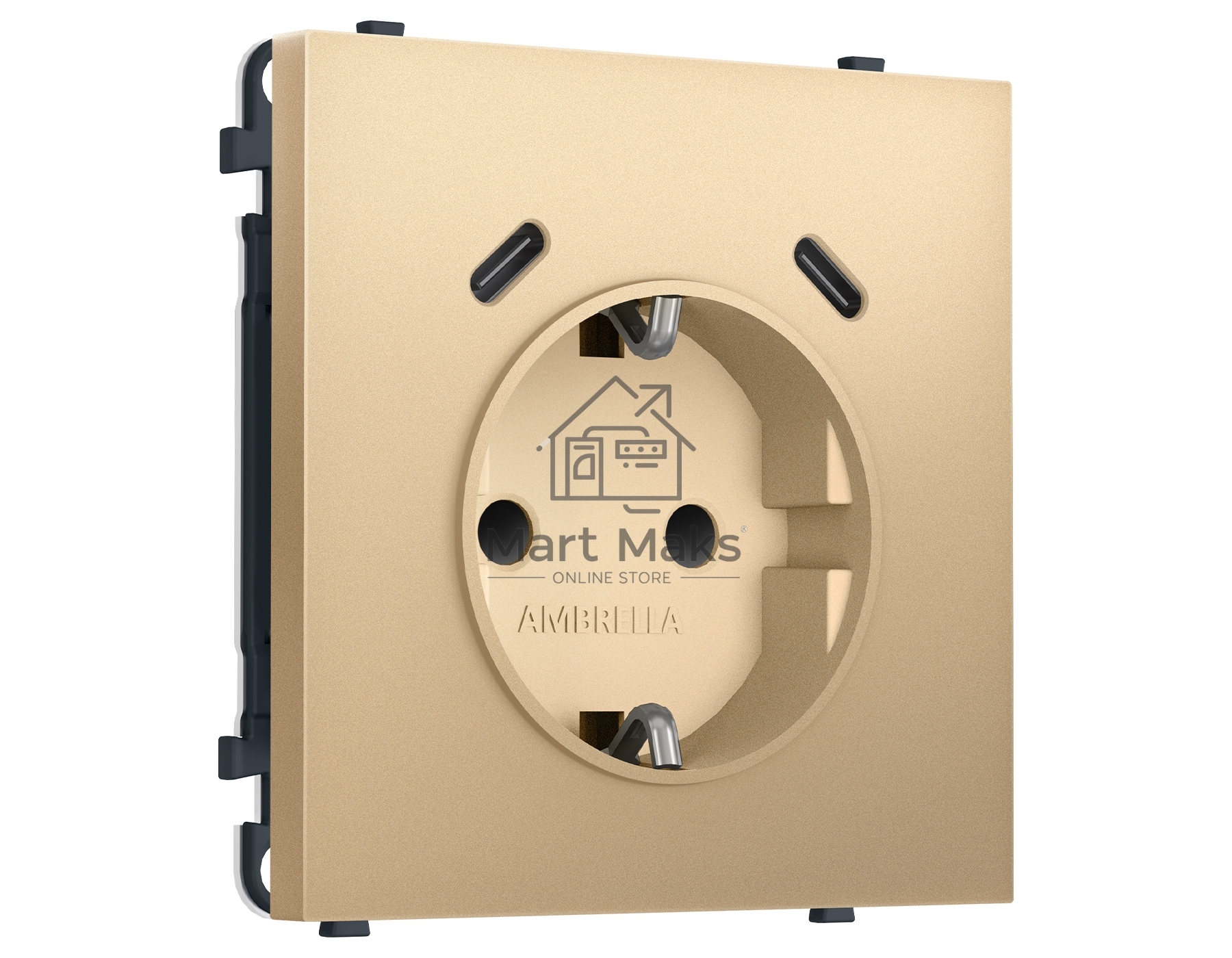 Комплект механизма электрической розетки SIGMA Золото Мягкое касание 2USB С+C 20W (быст. зар.) с/з с/ш 16A-250V QUANT PRO (SP8905, PR165)