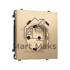 Комплект механизма электрической розетки SIGMA Золото Мягкое касание 2USB С+C 20W (быст. зар.) с/з с/ш 16A-250V QUANT PRO (SP8905, PR165)