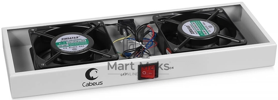 Вентиляторный модуль Cabeus TRAY-FAN2 с 2-я вентиляторами для установки в настенные шкафы серии SH-05F, серый (RAL7035)