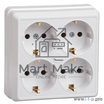 Розетка Iek ERO41-K01-16-DC РС24-3-ОБ 4местн. с з/к 16А откр.уст. ОКТАВА (белый)