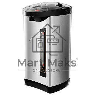 Термопот ЯРОМИР ЯР-1900 Мощность в режиме кипячения 900 Вт. Мощность в режиме поддержания температуры воды 30 Вт. Объем 6 л. Корпус и внутренняя емкость из нерж. стали. Вращение корпуса на основании на 360°. Шкала уровня воды. Световые индикаторы работы. 