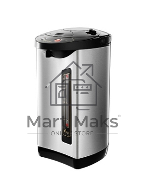 Термопот ЯРОМИР ЯР-1900 Мощность в режиме кипячения 900 Вт. Мощность в режиме поддержания температуры воды 30 Вт. Объем 6 л. Корпус и внутренняя емкость из нерж. стали. Вращение корпуса на основании на 360°. Шкала уровня воды. Световые индикаторы работы. 