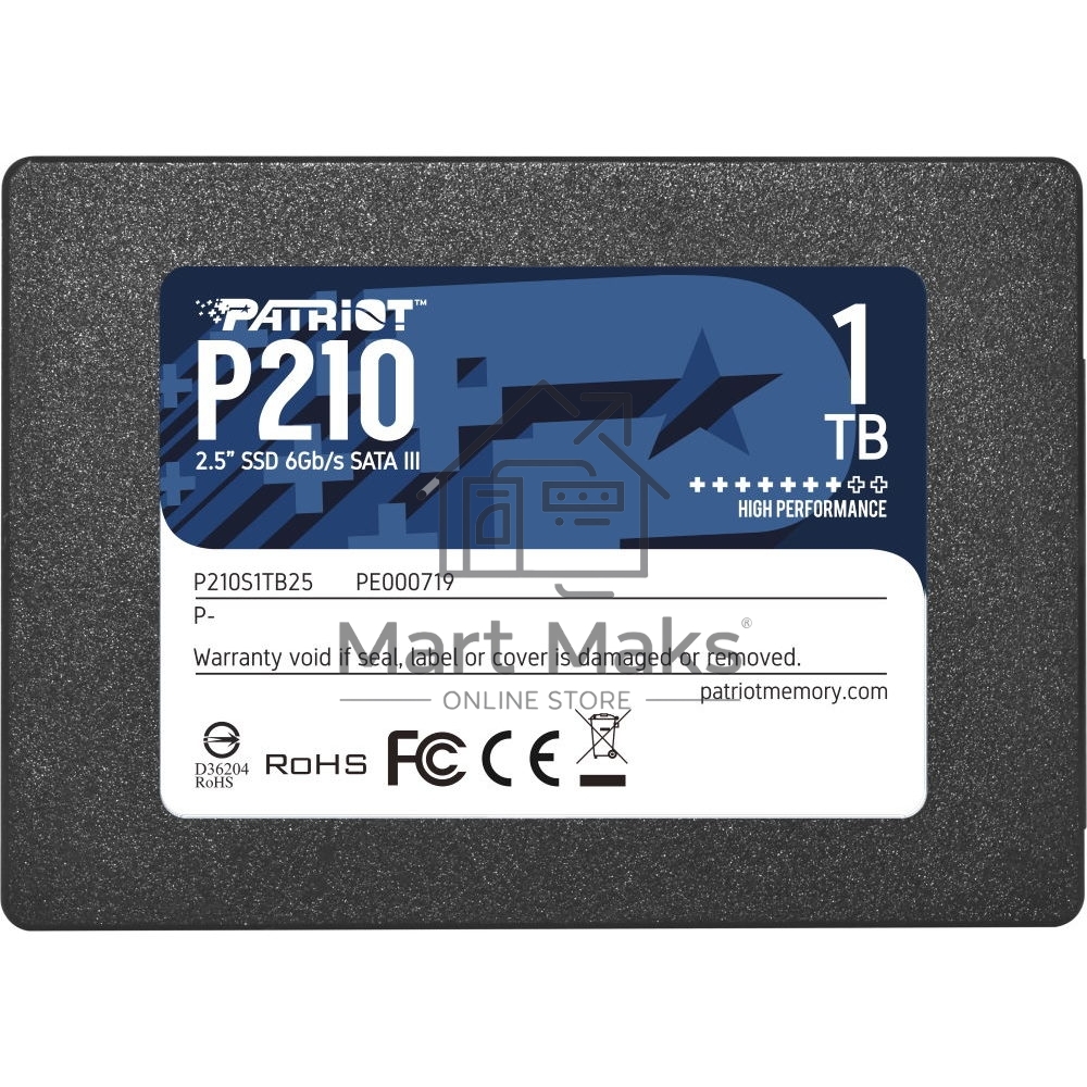 Накопитель SSD Patriot P210, 1TB, SATA III, 2.5