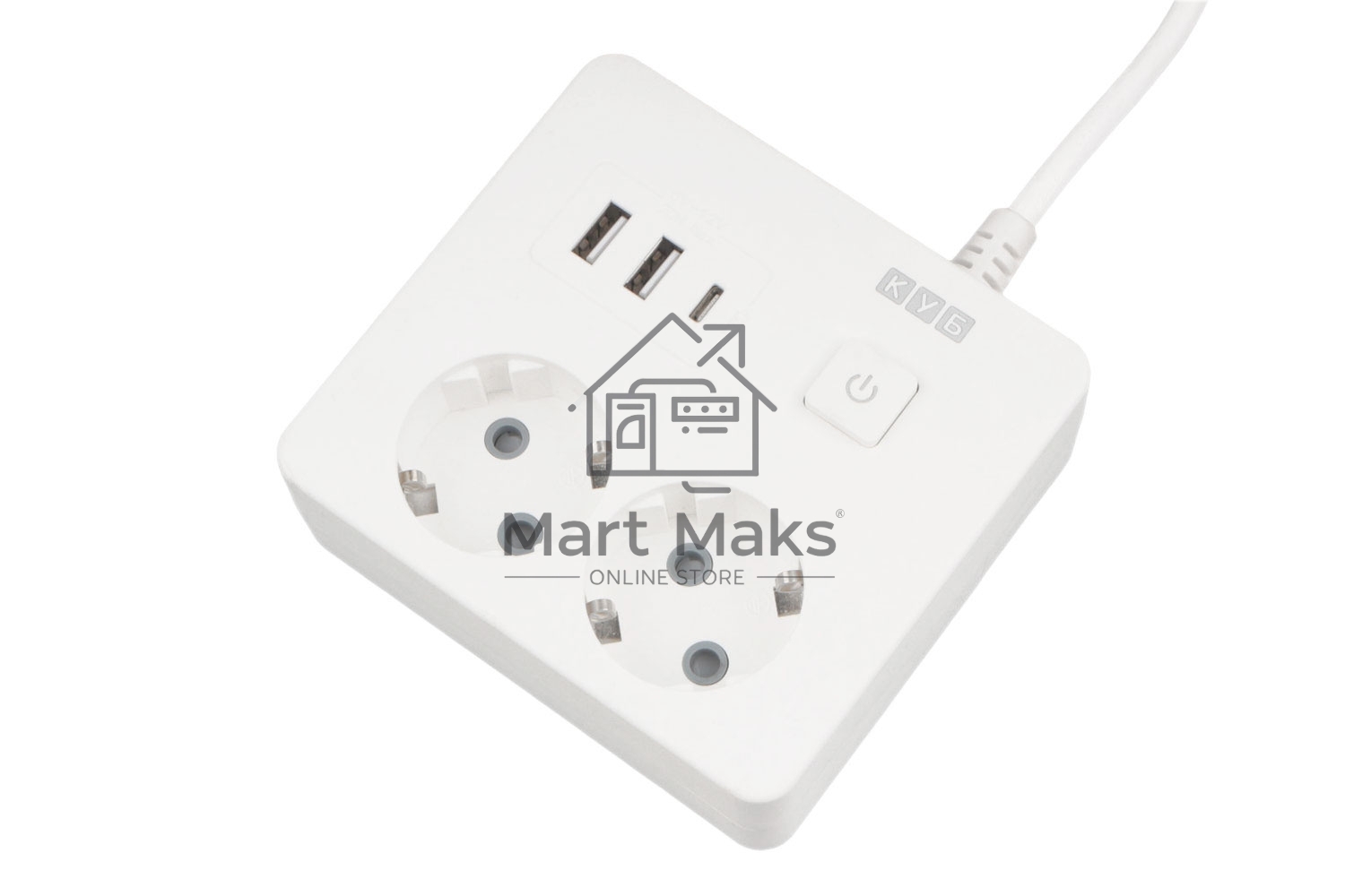Удл. PC 0,5м, 2р с/з, с вык.16А, 3USB, бел. кв SPG5-A4