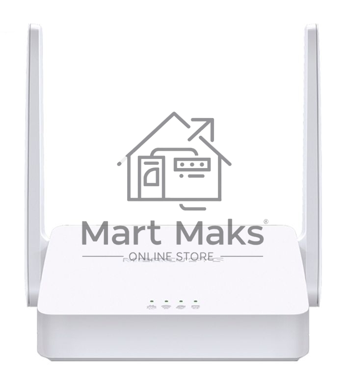 Роутер Mercusys 300Mbps Multi-Mode Wireless N Router, 2× Fixed External Antennas, 2× 10/100 Mbps LAN Ports, 1× 10/100 Mbps WAN Port, FEATURE: Access Point Mode, WPS/Reset Button, IPTV, IPv6, Beamforming, MU-MIMO, Parental Controls, Guest Network