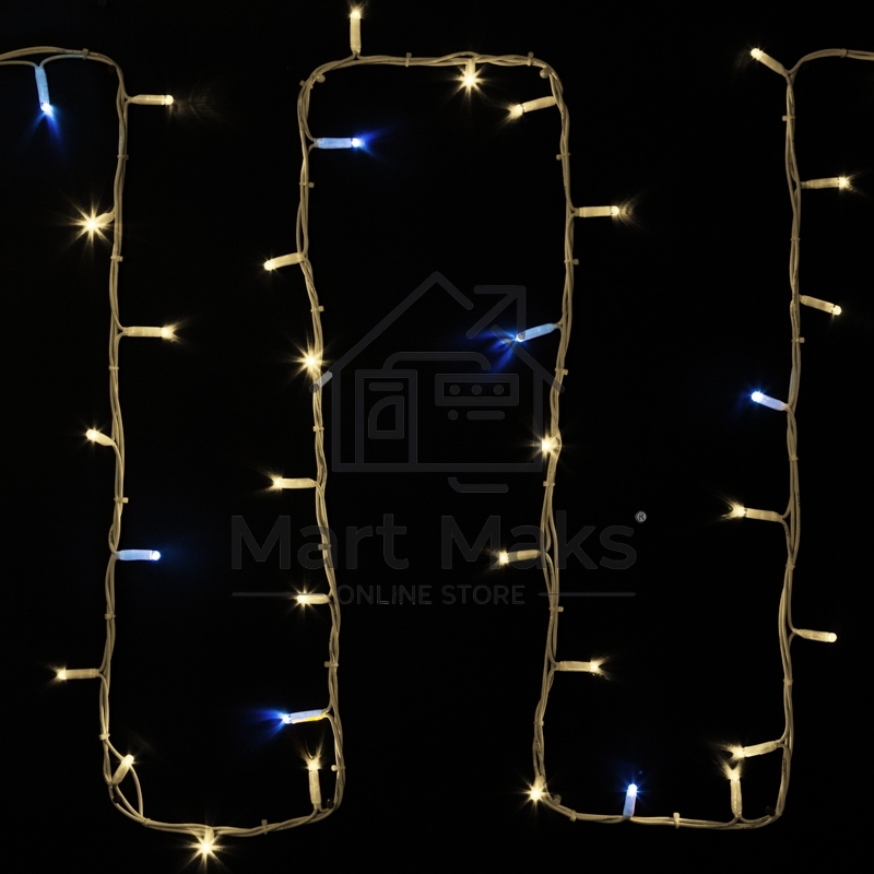 Гирлянда модульная «Дюраплей LED» 20 м, 200 LED, белый каучук, мерцающий Flashing (каждый 5-й диод) свечение теплое белое