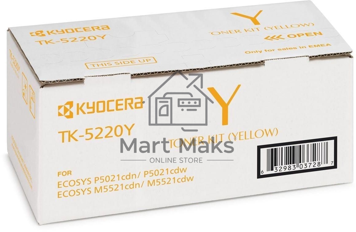 Картридж лазерный Kyocera TK-5220Y (1T02R9ANL1) желтый для P5021cdn/cdw, P5026cdn/cdw, M5521cdn/cdw, 1200 стр.