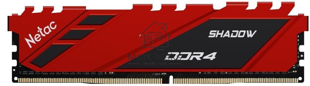 Оперативная память NETAC Shadow, DDR4, 8GB (1x8GB), 3600MHz, CL18, DIMM, с радиаторами, красный