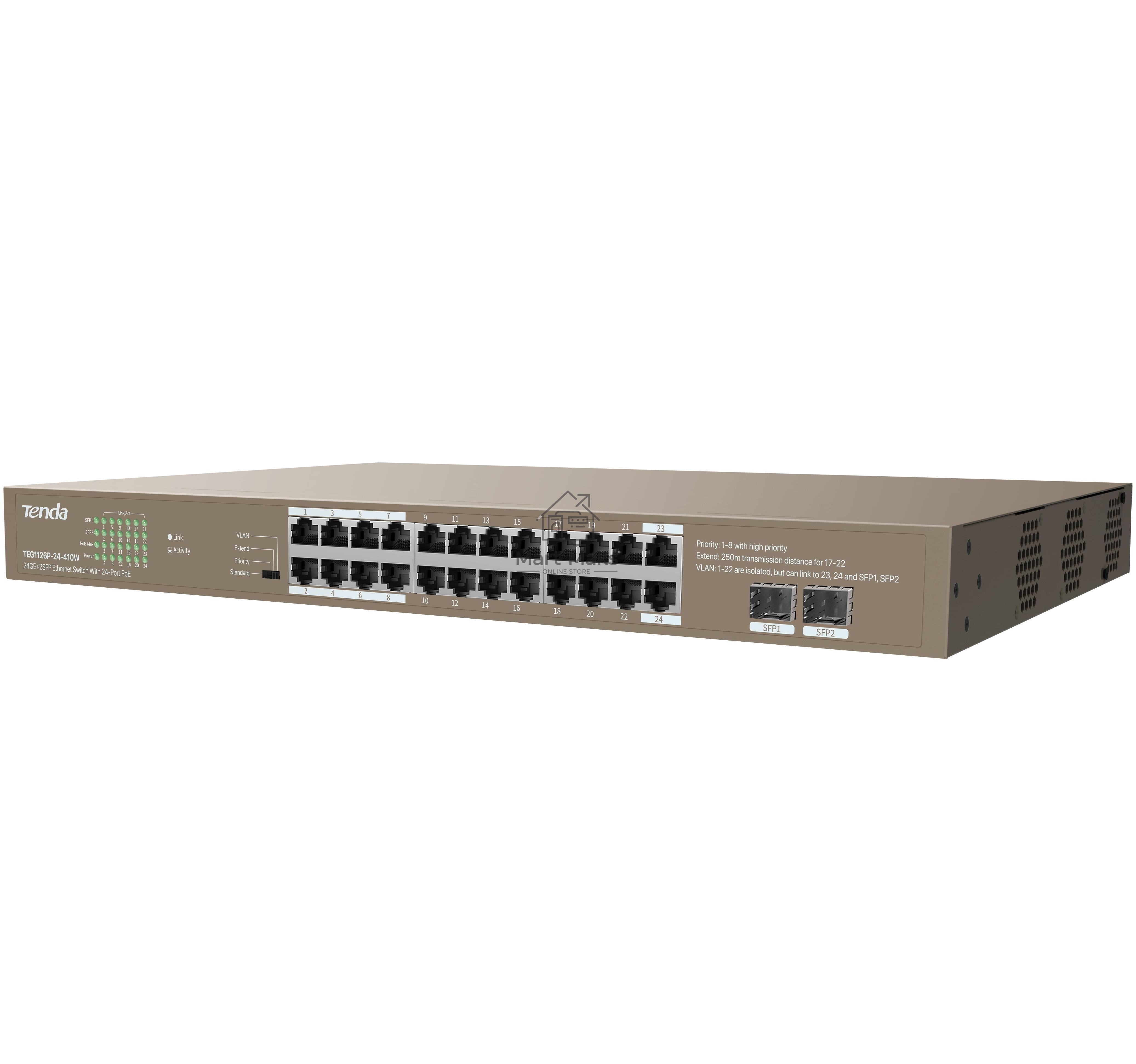 Коммутатор 24PORT 24POE TEG1126P-24-410W TENDA
