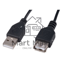 Кабель-удлинитель USB2.0 Гарнизон GCC-USB2-AMAF-3M, AM/AF, медь, 3м, черный, пакет