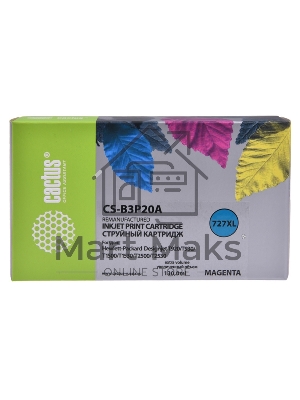 Картридж струйный Cactus CS-B3P20A №727 пурпурный (130 мл) для HP DJ T920/T1500/T2530