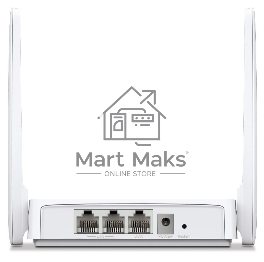 Роутер Mercusys 300Mbps Multi-Mode Wireless N Router, 2× Fixed External Antennas, 2× 10/100 Mbps LAN Ports, 1× 10/100 Mbps WAN Port, FEATURE: Access Point Mode, WPS/Reset Button, IPTV, IPv6, Beamforming, MU-MIMO, Parental Controls, Guest Network