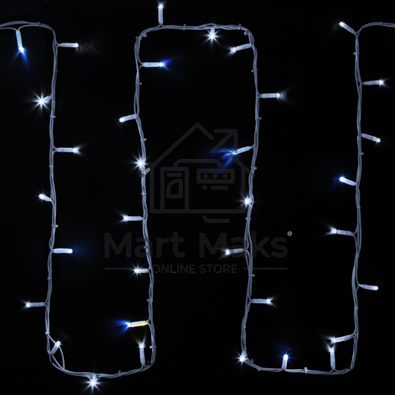 Гирлянда модульная «Дюраплей LED» 20 м, 200 LED, белый каучук, мерцающий Flashing (каждый 5-й диод) свечение белое