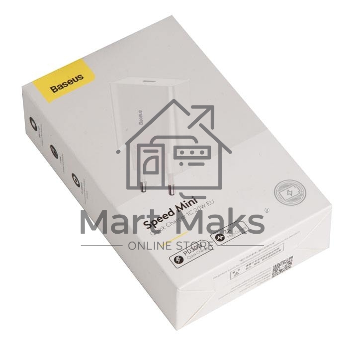 Сетевое зарядное устройство BASEUS Speed Mini, один порт Type-C, 20W, 5V, 3.0A, белый