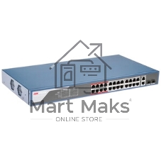 Коммутатор Hikvision DS-3E1326P-EI, 24×100 Мбит/с PoE+ + 2×1 Гбит/с Combo, управляемый