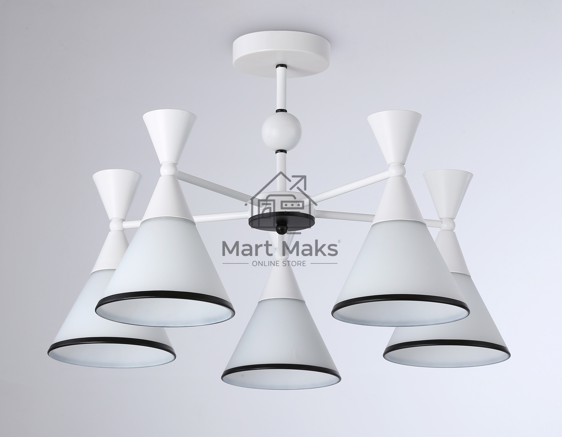 Светильник Ambrella light TR3165/5 WH/BK белый/черный E27/5 max 60W D580*380