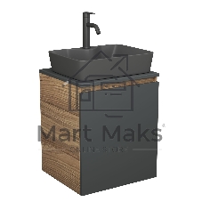 Тумба Bau Dream Blackwood 50 графит, раковина BAU Cerama 48х37 темно-серая матовая, смеситель Hotel Dream Black, нерж. сталь, черный