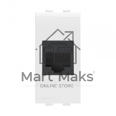 Компьютерная розетка RJ-45 кат.5Е (разъем PcNet), белая, 1мод. ДКС 76654B