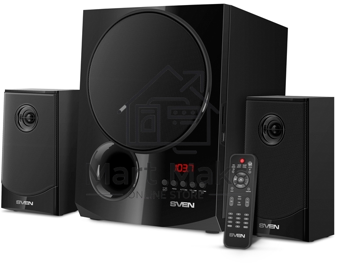 Акустическая система 2.1 SVEN MS-2080 / 70 Watt / ~220V 50Hz / FM-тюнер, USB/ SD, дисплей / BLUETOOTH / ПДУ / Black