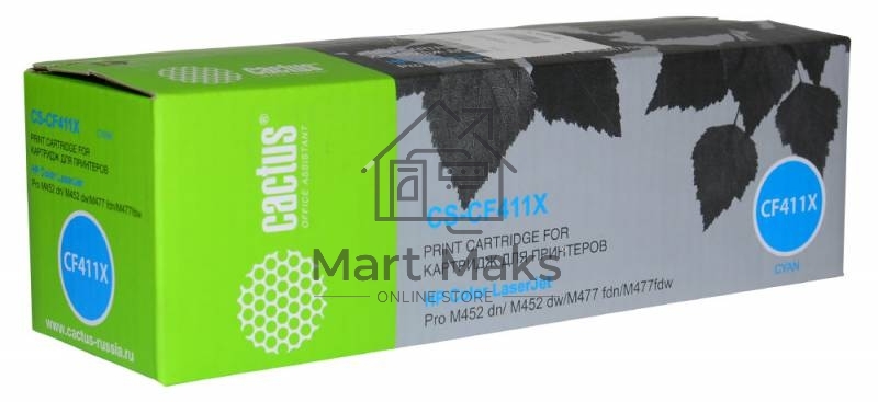 Картридж лазерный Cactus CS-CF411X голубой (5000 стр.) для HP HP CLJ Pro M452dn/ M452dw/M477fdn/M477fdw