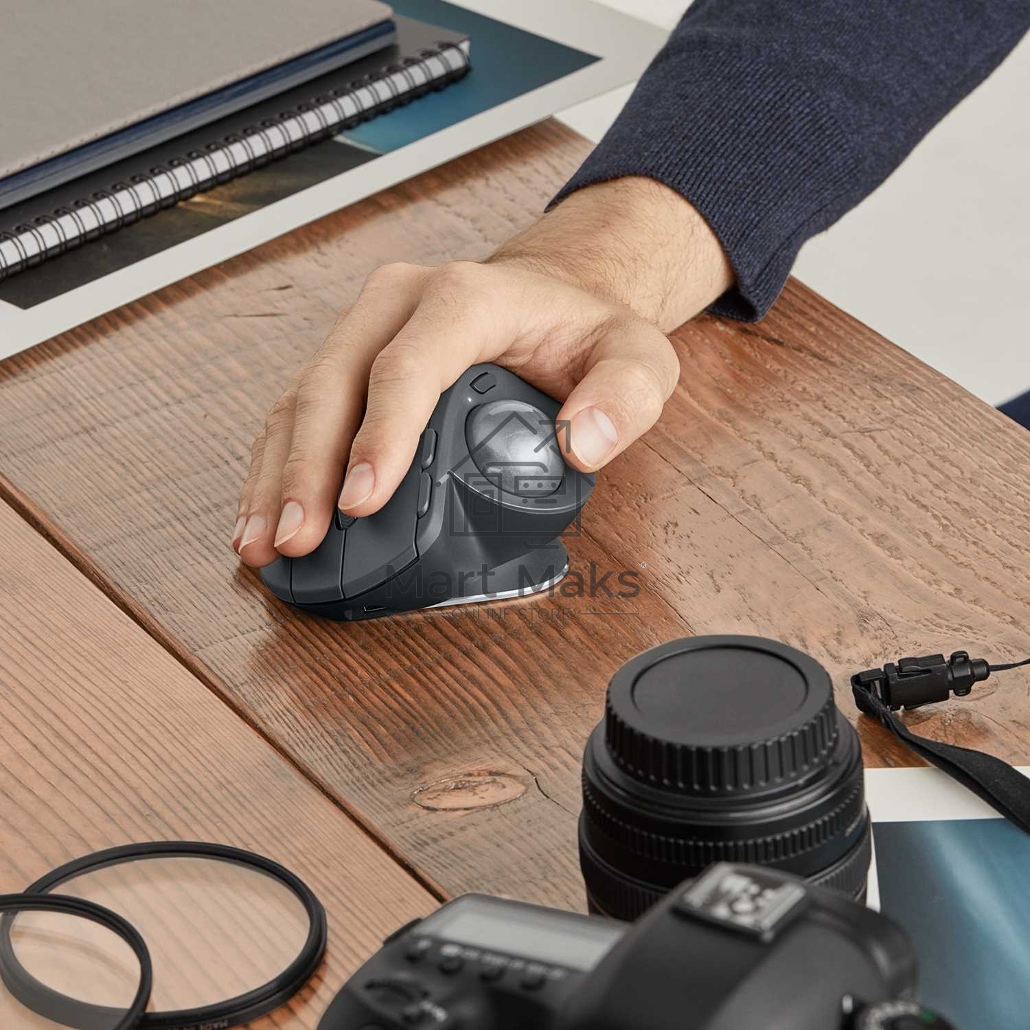Трекбол беспроводной Logitech MX Ergo графитовый, 2048 dpi, радиоканал, Bluetooth, USB, кнопки - 8