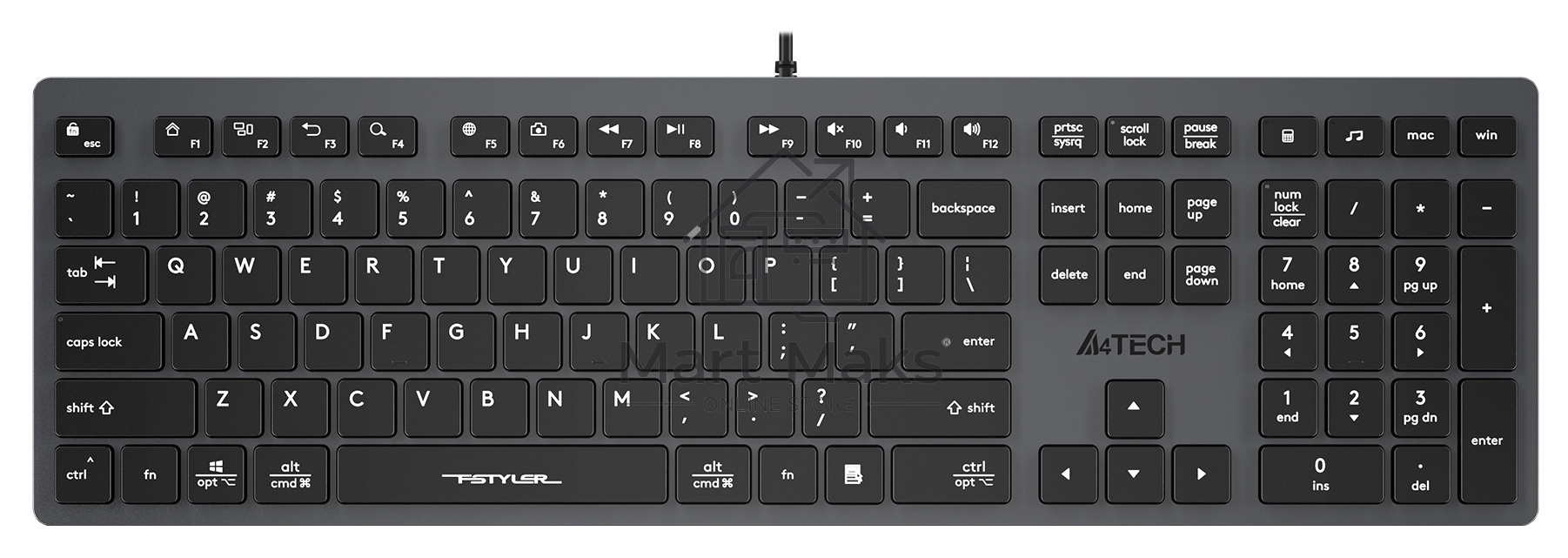 Клавиатура A4Tech Fstyler FX50 проводная, USB, серый