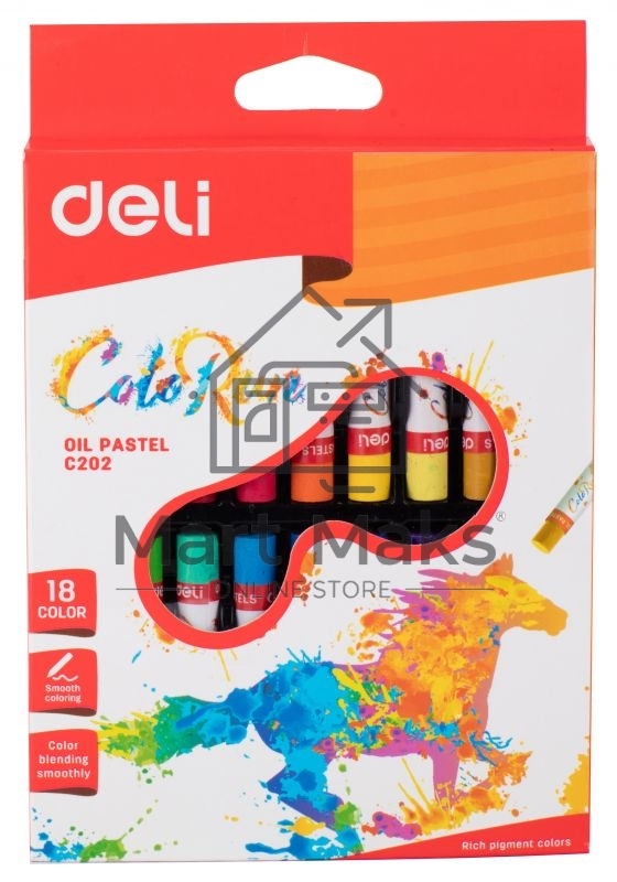 Масляная пастель Deli ColoRun EC20210 18 цветов, картонная коробка с европодвесом